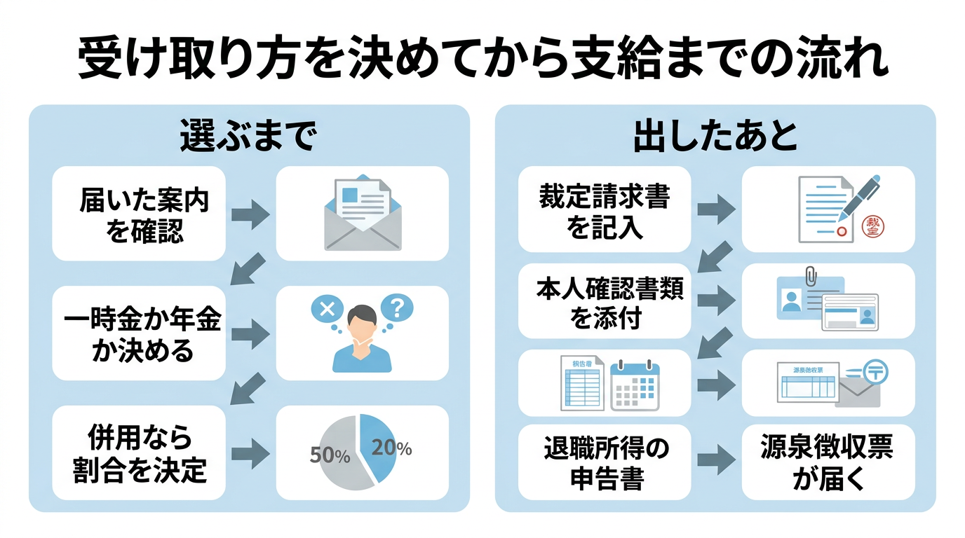 企業年金の受け取り方を選んでから支給までの手続きの流れ